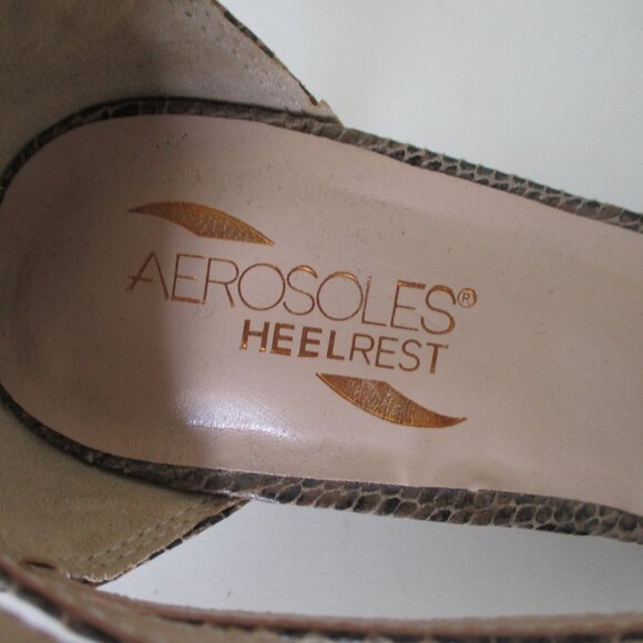 Aerosoles Heelrest "Limeaid" Womens Tan Faux Snakeskin T-Strap Heel Sandal - 11M - Picture 6 of 10
